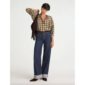 Madewell Petite Low Slung Baggy Jeans Rinse Wash Dark Blue Rigid US 27P NWT